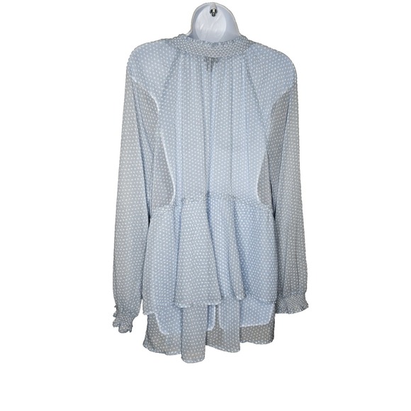 Torrid Blue Polka Dot Long Sleeve Ruffle Tunic Dress Size 1 1X Babydoll Boho - Picture 2 of 7